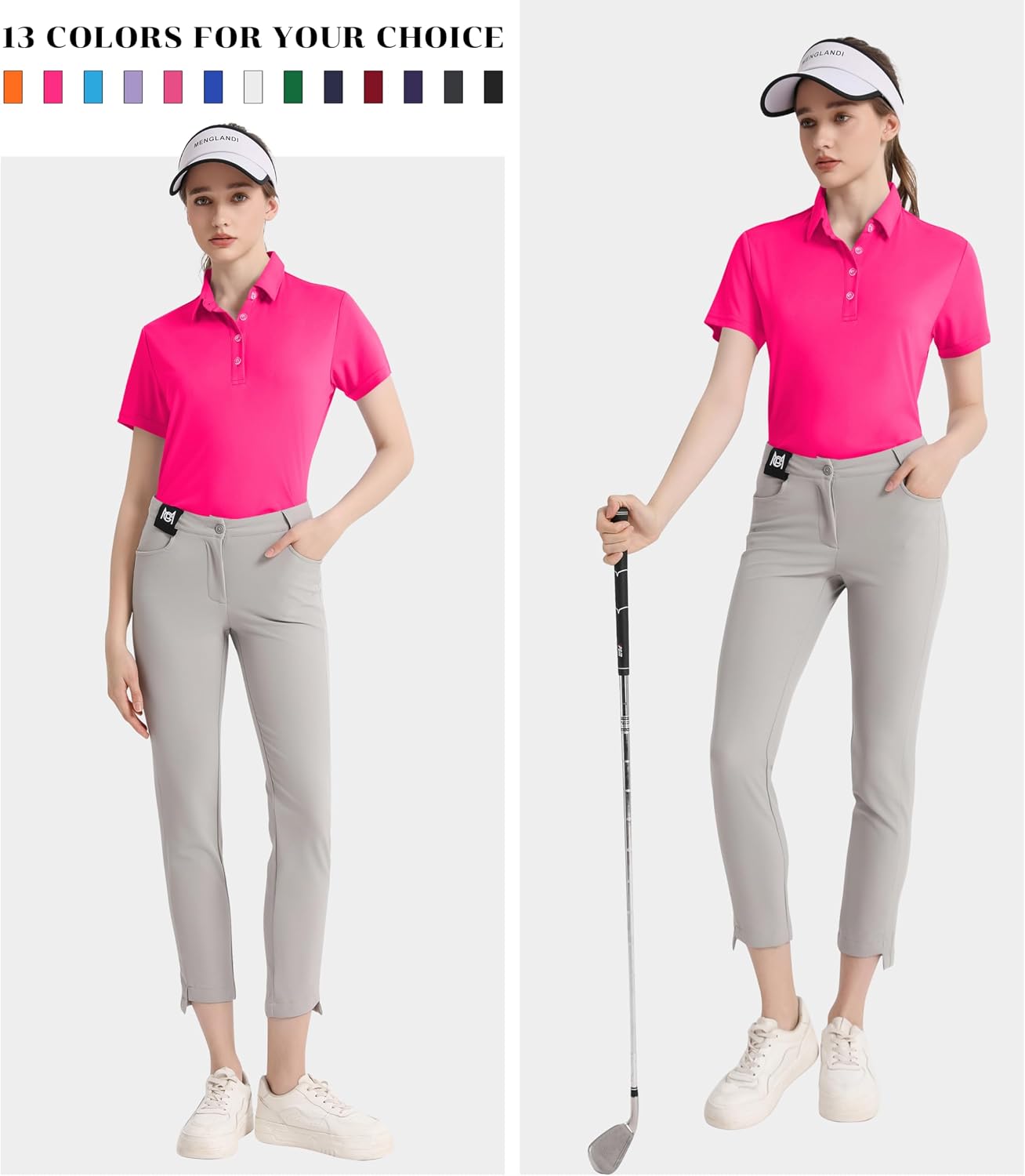 Women's Polo Shirts UPF 50+ Casual Sun Protection Work Quick Dry 4 Buttons Short Sleeve Collared Golf Shirt XS-3XL