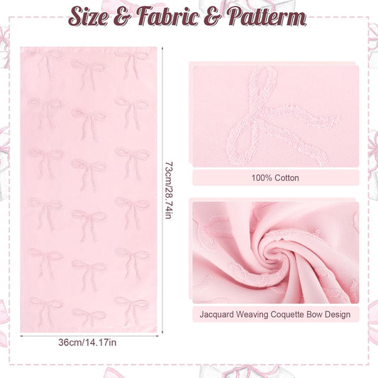 Pink Hand Towels for Girl Bathroom Decor - 2 Pcs Pink Bow Face Towels 100% Cotton Absorbent Decorative Jacquard Weave Bath Decor, Preppy Bath Decors Gift for Coquette Girl, 14 * 29inch