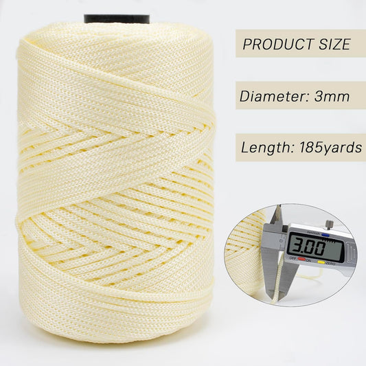 CAMAL Polypropylene Cord 3mm 185 Yards Colorful Polyester Yarn Handmade Knitting Thread Macrame Cord 3mm for Crochet Bags, DIY Crafts, Plant Hangers, Making Macrame Project(Medium Pink)