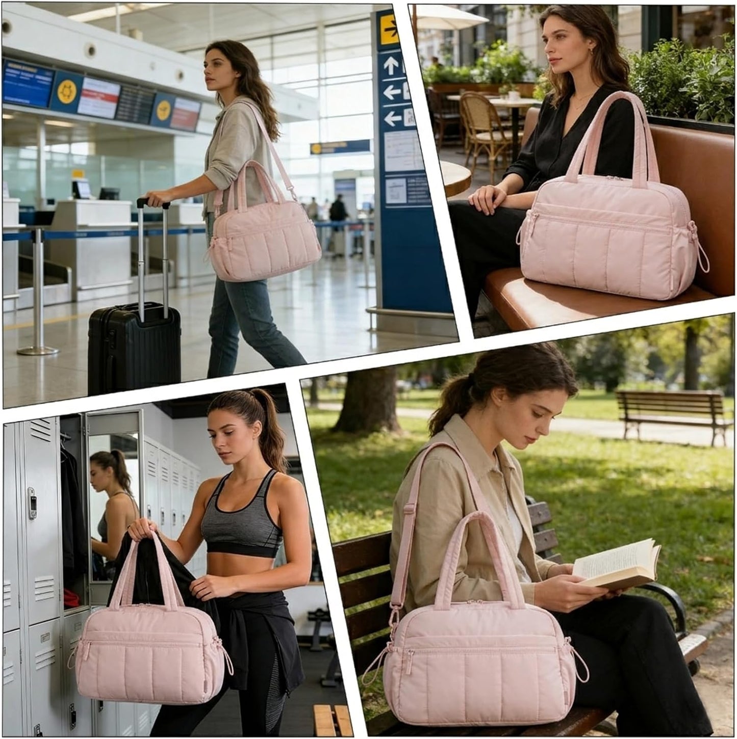 Mini Gym Bag for Women Girls, Crossbody Tote Bag with Wet Pocket, Water Resistant Travel Duffle Bag, Dance Workout Sport Bag, Pink (Pink, M)