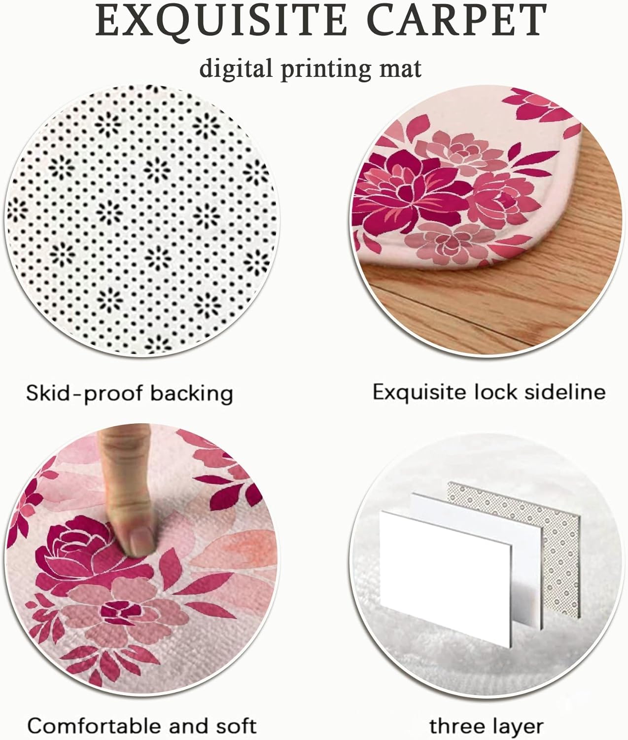 Flower Area Rug, Floral Modern Leaf Petal Spring Peach Low Pile Sponge Aesthetic Rectangle Home Floor Carpet Rugs for Living Room Bedroom Under Table Dining Decor 5' X 7'