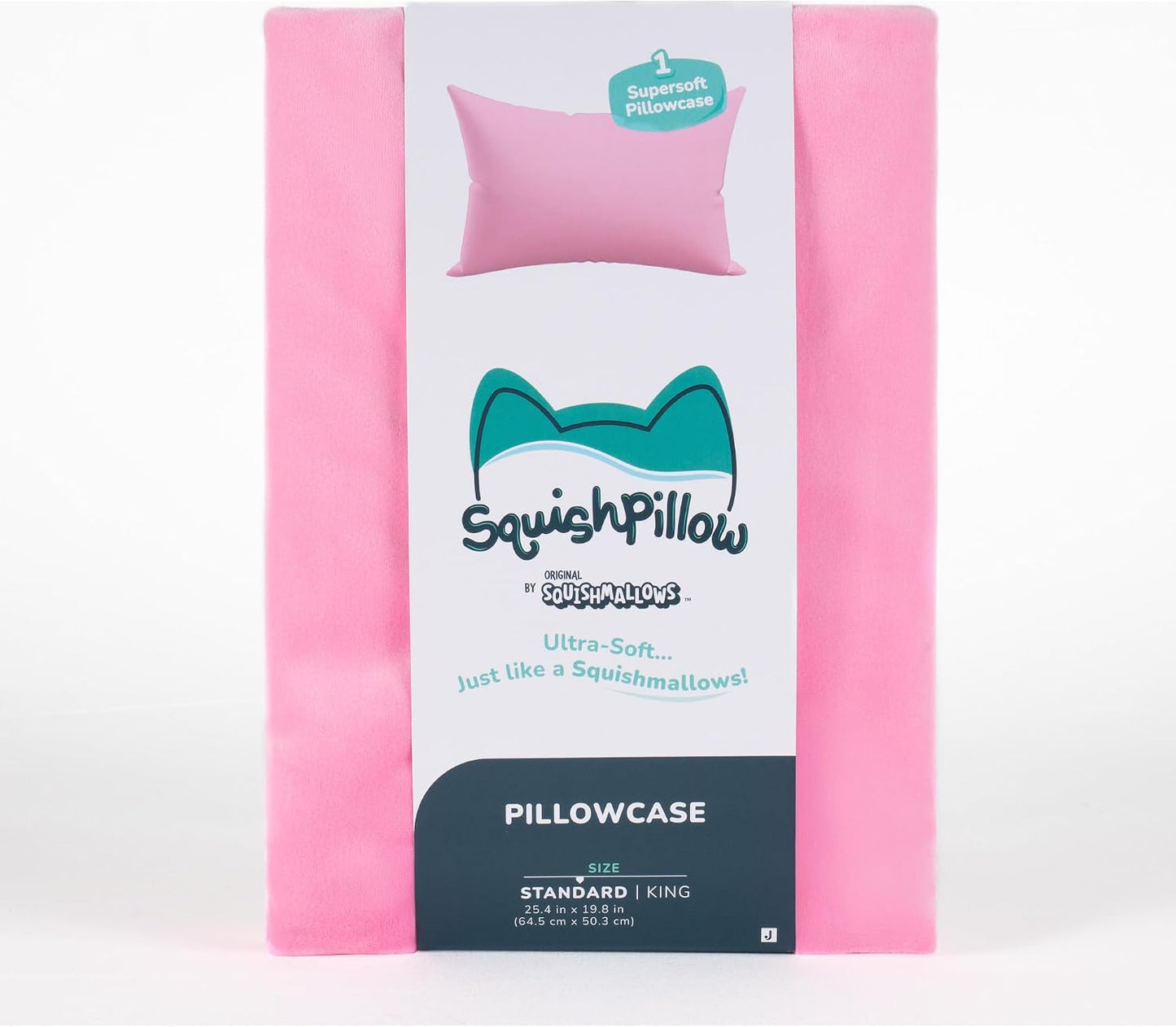 SquishPillow by Original Squishmallows Standard Pillowcase - Ultra Soft “Solid Slumber - Pink”