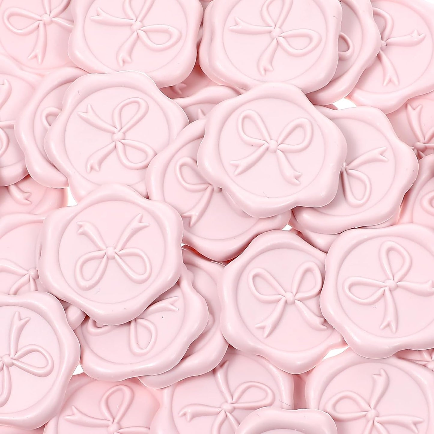 50pcs Wax Seal Stickers, Bow Envelope Seal Stickers, 3D Adhesive Antique Wax Stamp Sticker Decals for Invitation Baby Shower Greeting Cards Gift Wrapping(Pink)