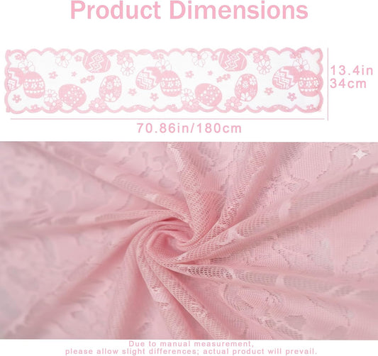 Easter Lace Table Runner, 70.9x13.4 in Pink Easter Lace Table Runner for Dining