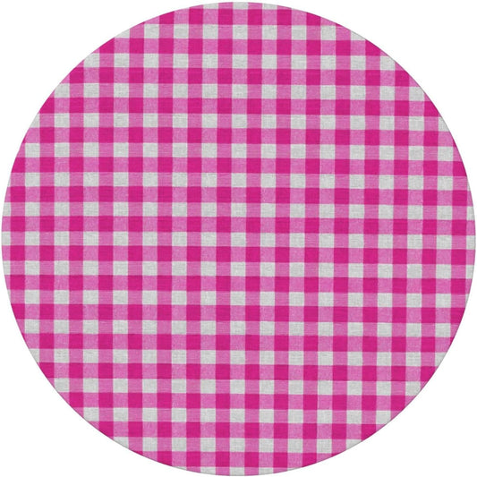 Preppy Pink and White Check Pattern Square Round Tablecloth Fitted Table Cover Washable Tablecloths for Kitchen Dining Party 40-44 Inch