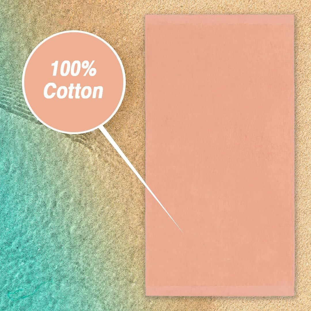 Kaufman – Velour Solid Color Bath Sheets, Beach Towel, Pool Towel, 100% Cotton, 30''x60'', Absorbent Towel (12, Peach)