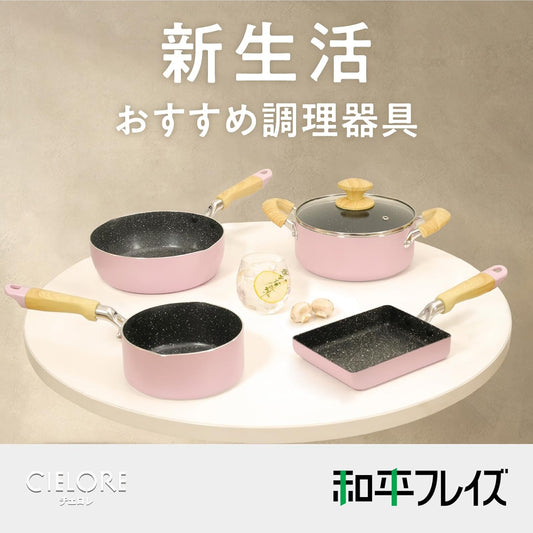 Wahei Freiz RB-3870 Fresh Spring Frying Pan, 10.2 inches (26 cm), Pink, For Beginners, Self-Cooking, Abrasion Test 100,000 Times, Daikin Silkware, EL Marble Coat, Compatible with IH and Gas