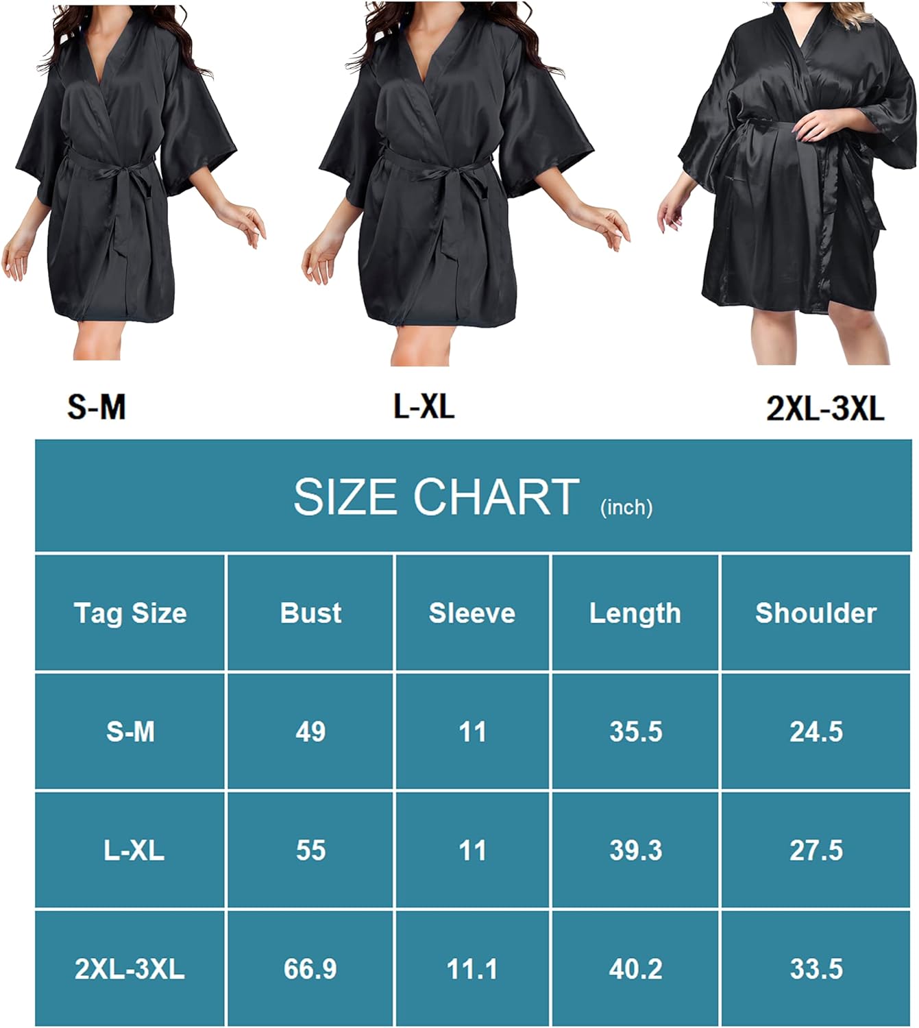 EPLAZA Women Silky Satin Robe Wedding Bridal Party Bride Bridesmaid Robes Kimono Loungewear Dressing Gowns