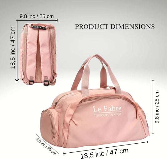 Gym Bag with Shoe Compartment, 18.5โ 30 Litres Lightweight Nylon Gym Duffel Bag for Men & Women, Spacious Workout & Travel Sports Bag Dance Ballet Bags (Pink)