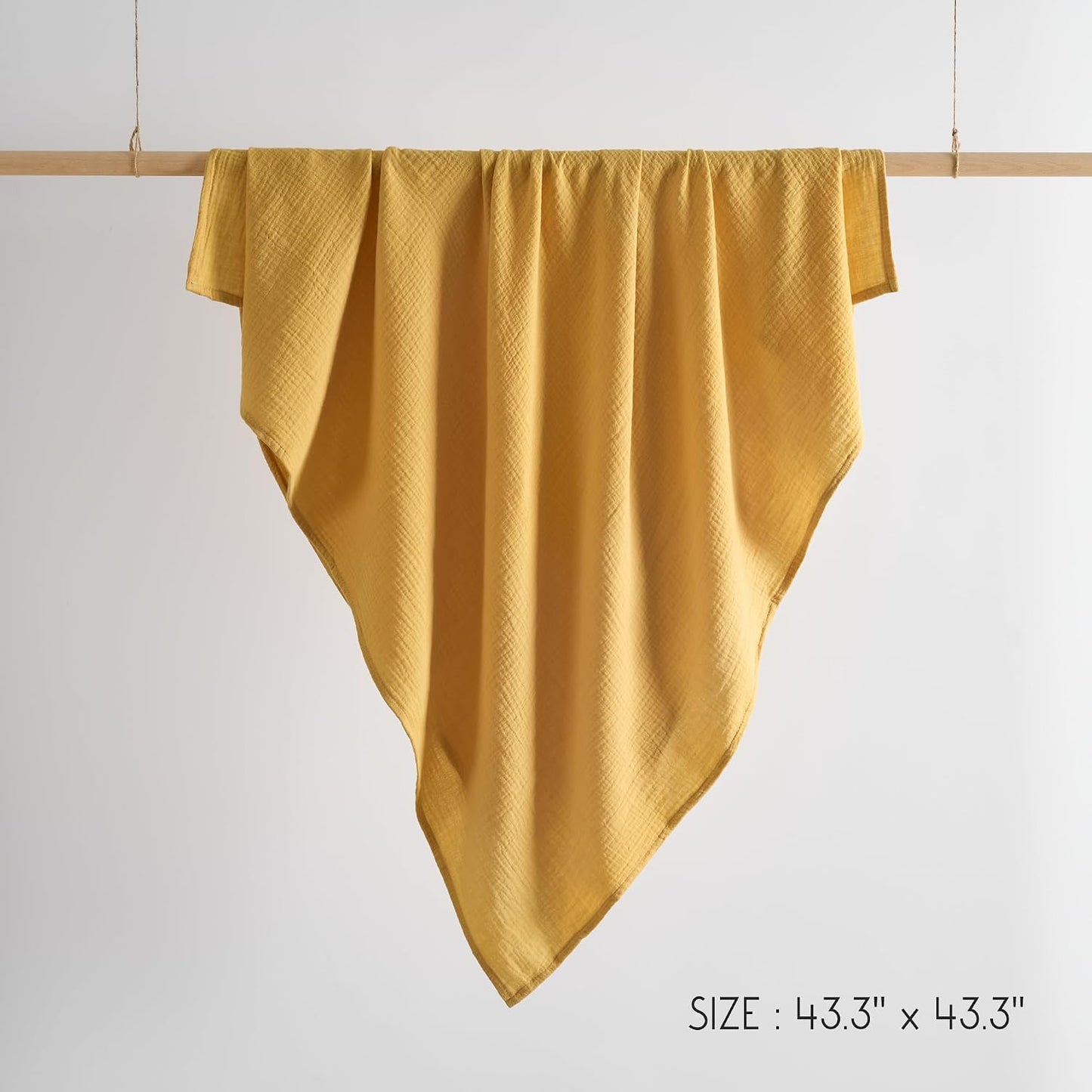 Meracorallo Muslin Swaddle Blanket, 100% Cotton Receiving Blanket Soft and Breathable Swaddle Wrap for Baby Boys and Girls, Yellow