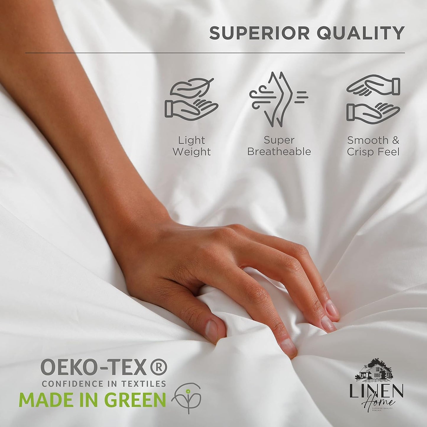 Linen Home 100% Cotton Percale Pillowcases Queen Size, Tropical Peach, 2 Pieces of Pillow Case, Crisp and Cool Strong Bed Linen, 20 inches X 30 inches