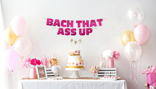 Pre-Strung Bachelorette Pink Glitter Banner - Bachelorette Party Decorations for Her - Party Supplies, Favors and Gifts