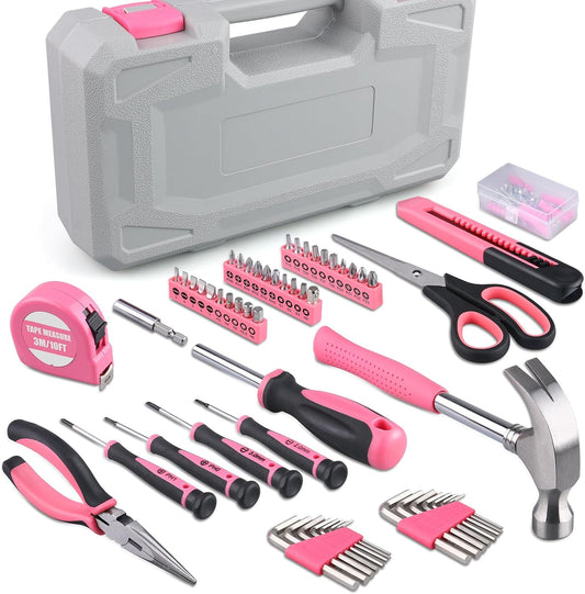 WINNER 150-Piece Pink Color All-Purpose Household Tool Kit in Toolbox Storage Case, Perfect for Women, Ladies and Girls with General Home Repairs, DIY Project, Garage, Office and College Dormitory Use