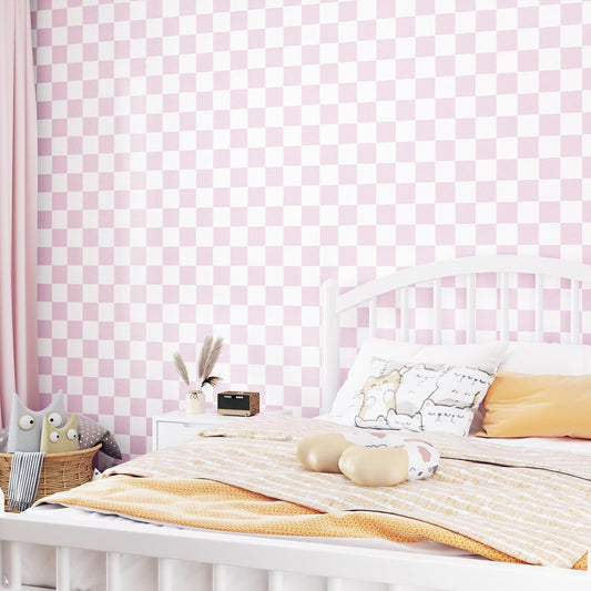 Pink Checkered Wallpaper Peel and Stick Pink White Modern Geometric Wallpaper Checkered Contact Paper Waterproof Funky Checkerboard Wallpapers for Girls Kid Bedroom Countertops 17.5"x120"