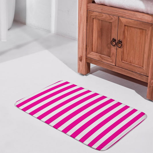 Pink Modern Stripe Bathroom Rugs, Non Slip & Absorbent Bath Mat Carpets for Bathroom, Entryway or Sink 16" x 24"
