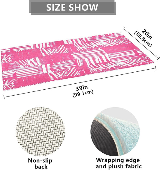 Bath Mat, Soft Absorbent Non Slip Bath Rug, Abstract Pink Stripe Bath Mats for Bathroom, Living Room Bedroom Home Mat Floor, Dry Quickly, Machine Washable 20 x 39 Inch
