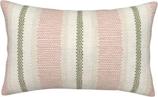 Boho Pillow Covers 12x20 Set of 2 Sage Green Pink Stripe Polka Dot Throw Pillow Covers Outdoor Decoration Modern Abstract Decorative Pillowcase Farmhouse Linen Lumbar Cushion Case for Home Sofa