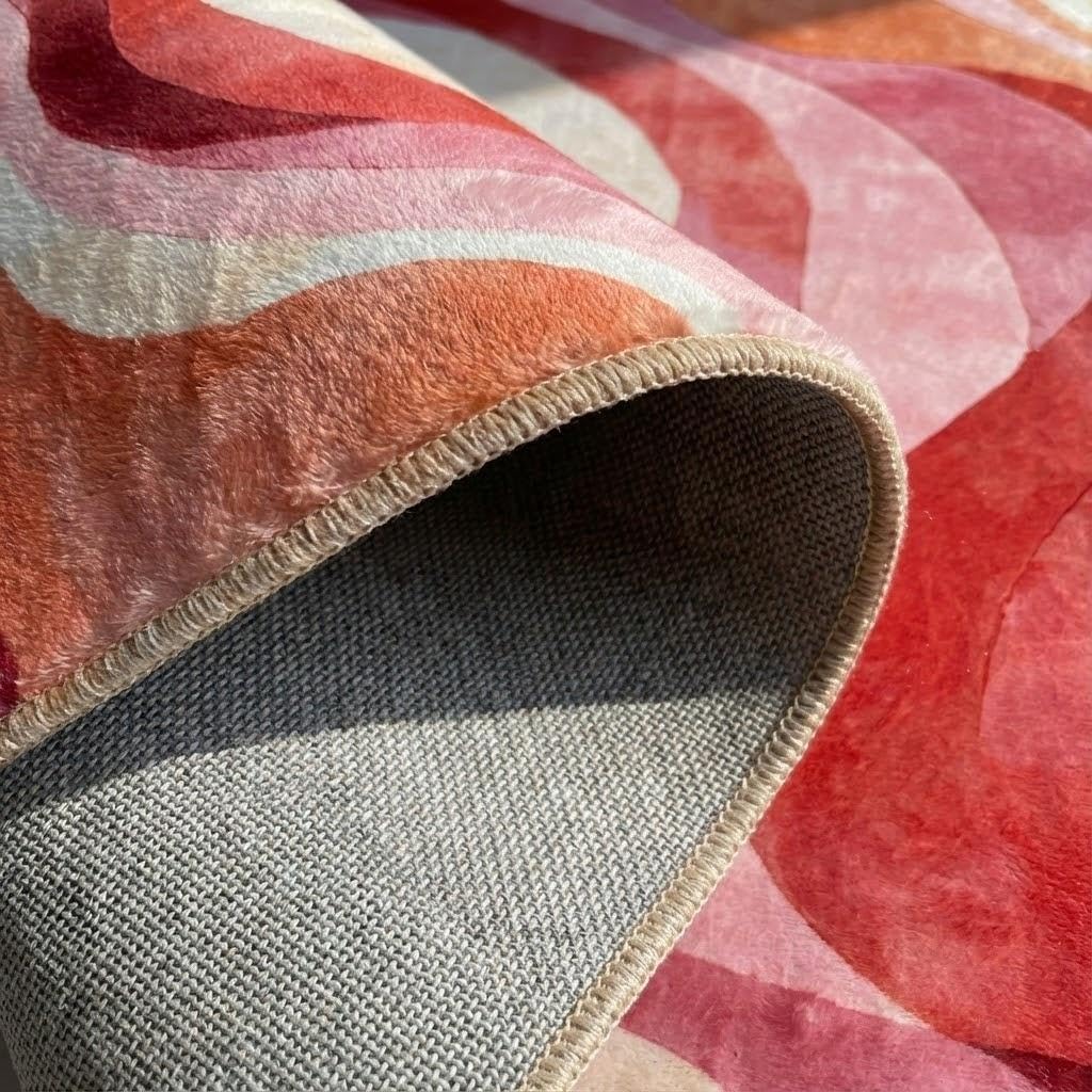 5x7 Area Rugs for Living Room,Modern Abstract Pink and Terracotta Watercolor Design Rug,Non-Slip Washable, Bedroom, Dining Room, Home Office