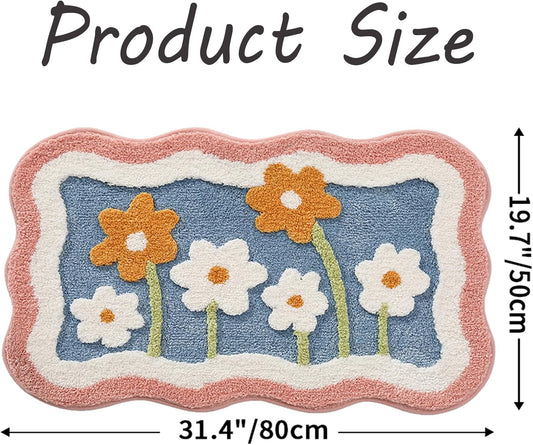 PTAEXCEL Cute Bath Mat, 32" x 20" Extra Soft Pink Bathroom Rugs, High Absorbent Flower Area Rug, Non Slip Machine Washable Bathroom Mat, Great for Indoor Bathtub Bedroom Floor