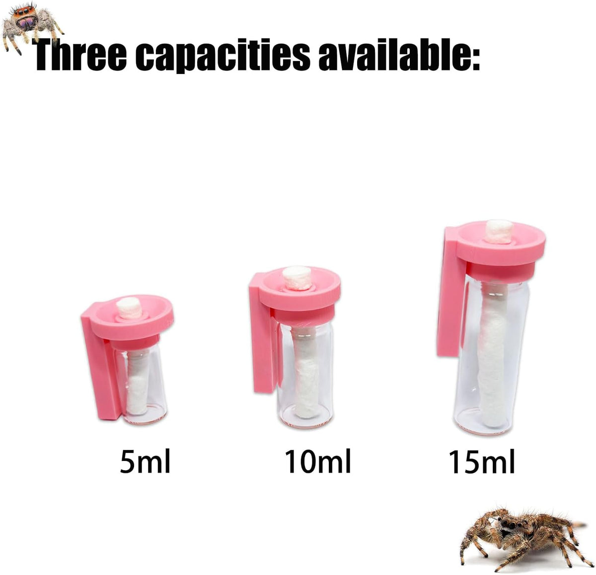 Jumping Spider Water Dispenser, Magnetic Hanging Feeder,Suitable for Jumping Spiders,Tarantulas, Praying Mantises,Arboreal Animals, and Other Small Animal Enclosure Accessories (Pink, 5ML)