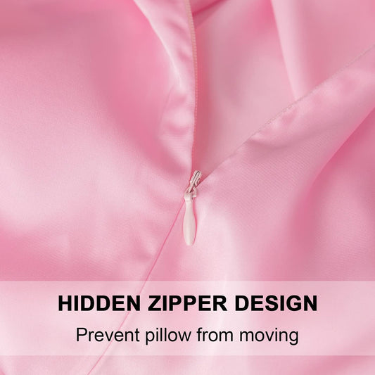 Mulberry Silk Pillowcase for Hair and Skin,Standard Size Cooling Silk Pillow Case with Hidden Zipper,Allergen Proof Dual Sides Soft Breathable Smooth Silk Pillow Cover for Women(Standard,Pink)