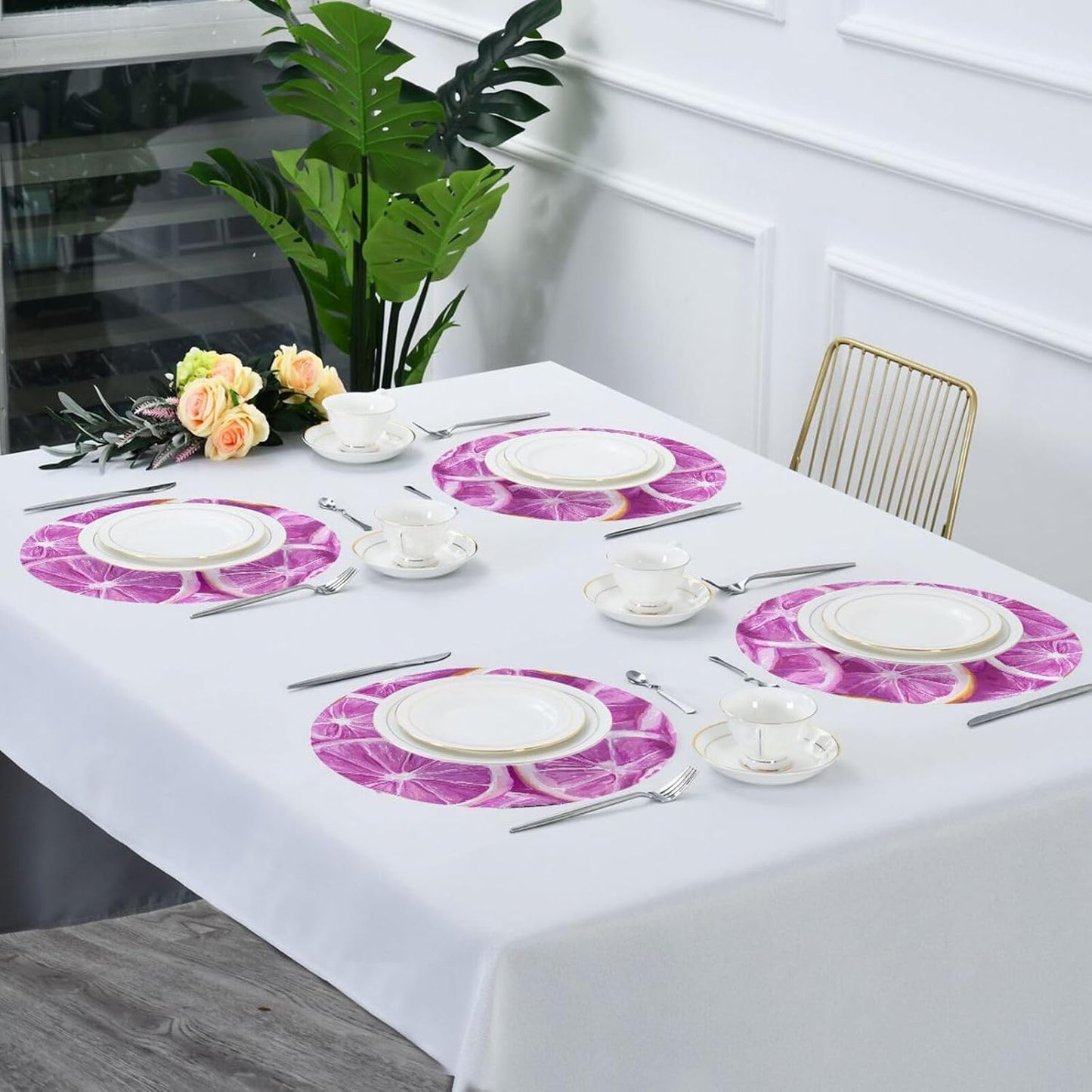 Lemons Baby Peach Seamless Picture Seamless Pattern_2 placemats for a Round Table Reusable Place mats Machine Washable placemats Linen placemats for Dining Table Waterproof Place mat Autumn