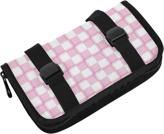 Car Tissue Holder Car Napkin Holder Car Tissue Box Dispenser Storage Case Sun Visor Mask Holder with Adjustable Straps Reusable Refillable Pink and White Checkerboard