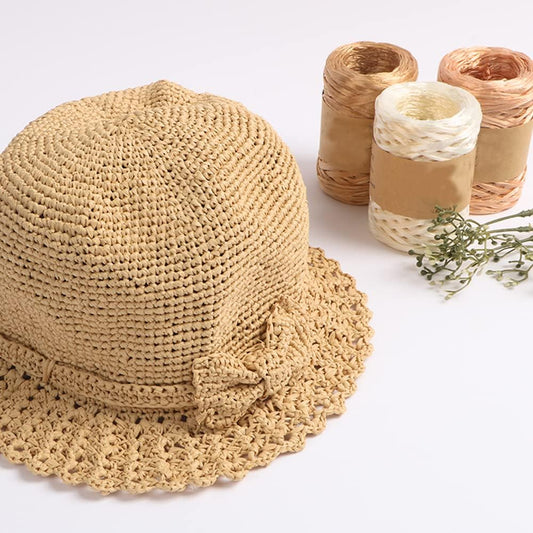 3 Pack Peach Pink Raffia Ribbon Yarn Gift Wrapping Ribbon Crochet Summer Sun Hat Yarn 240m