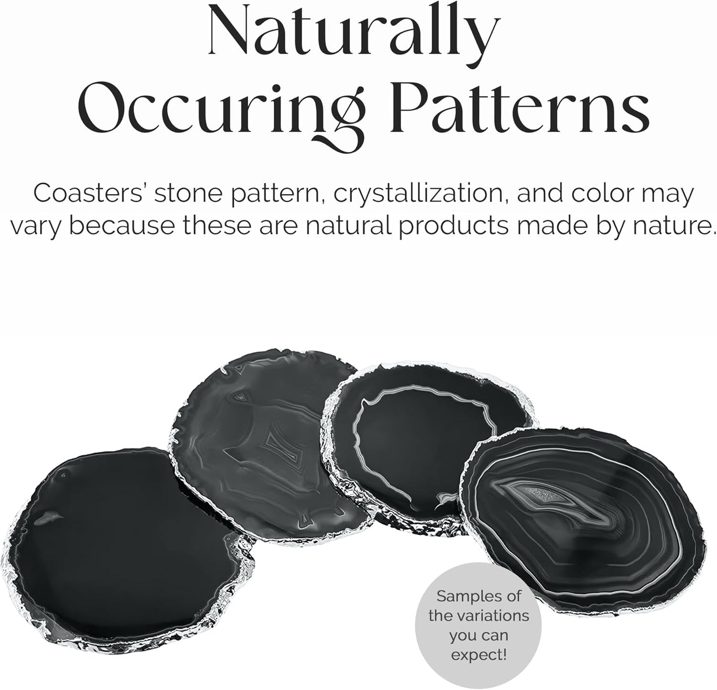Nature's Decorations Pink Gold Rimmed Agate Stone Coasters - Set of 4, Polished Geode Drink Mats for Dining & Coffee Table & Kitchen Geode Decor Non-Toxic 3.5-4" Diameter