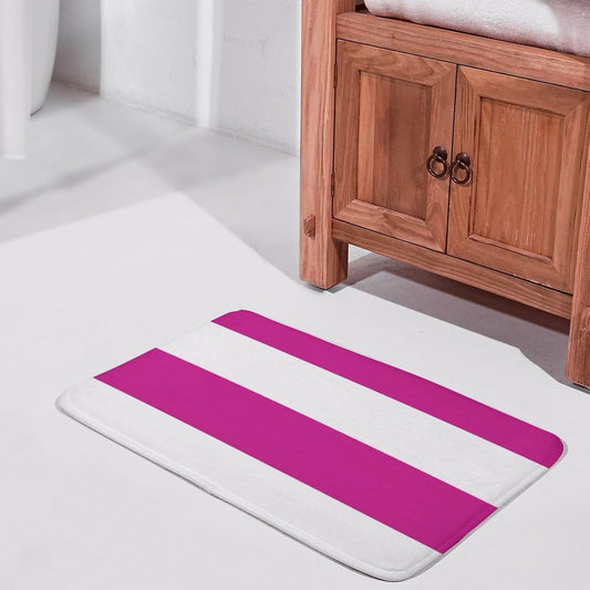 Bright Pink and White Simple Stripes Bathroom Rug, Non Slip & Soft Absorbent Bath Mat Carpets for Bathroom 16" x 24"