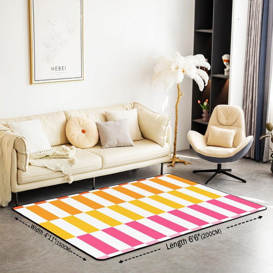 Erosebridal Abstract Area Rug 5X7,Pink Vintage Geometric Living Room Rugs,Colorful Striped Decorative Carpet Modern Art Aesthetic Indoor Floor Mat