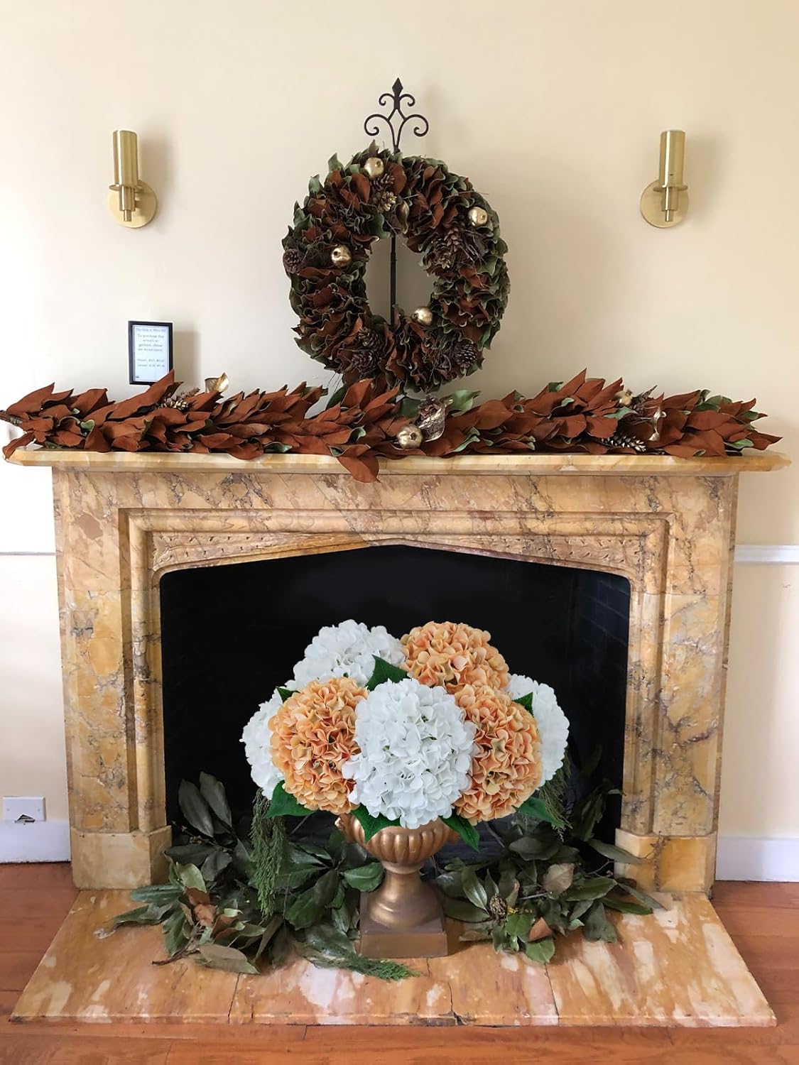 ZYTUYO 5 Pcs Peach Orange Silk Hydrangeas Artificial Flower Boho Dried Touch 20'' Faux Hydrangeas for Indoor Home Decor Kitchen Living Room Outdoor Porch Wedding Flower Arrangement