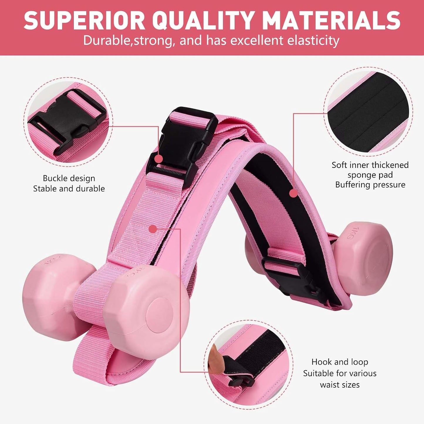 Hip Thrust Belt for Dumbbells & Barbells, Premium Leather Non-Slip Glute Bridge Pad for Booty & Lower Body Workouts, Adjustable Weight Belt for Women Home Gym Training
