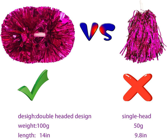 2 Pack Pom Poms Cheerleading, Cheerleading Pom Poms for Girls with Baton Handle, Cheer Pompoms for Sports Team Spirit Cheering, Pompoms Cheerleader Kids