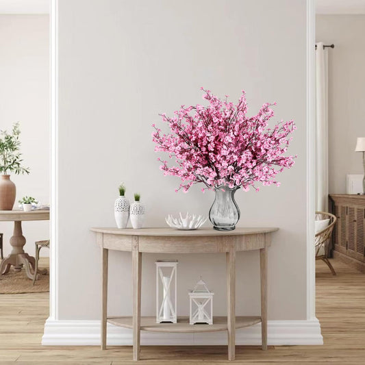 Sggvecsy 15 Pcs Babys Breath Artificial Flowers Gypsophila Bouquets Bulk Real Touch Fake Silk Flowers for Home Wedding DIY Floral Arrangement Kitchen Table Centerpiece Festival Decoration (Pink)
