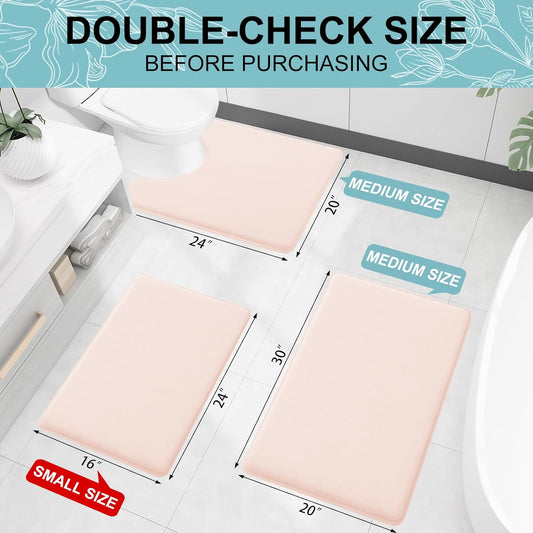 Smiry Memory Foam Toilet Rugs U-Shaped 24x20, Extra Soft Absorbent Non-Slip Contour Bathroom Rugs, Machine Washable Bath Mats for Toilet, Pink