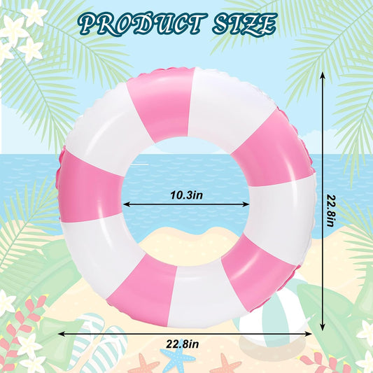 JarThenaAMCS 12 Pcs Inflatable Swimming Float Toy Swim Ring Striped Print Pool Lounger Tube