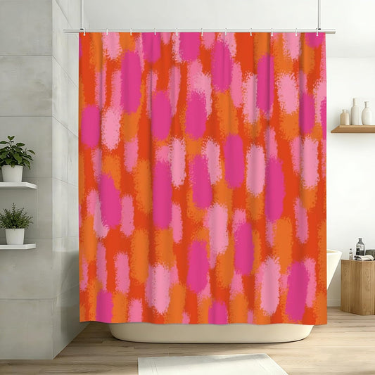 Pink Orange Paint Shower Curtain, Bathroom Abstract Decorative Shower Curtains Set with 12 Hooks, Waterproof Tub Bath Curtains for Girl Women Lovely Bath Accessories 72 x 72 in