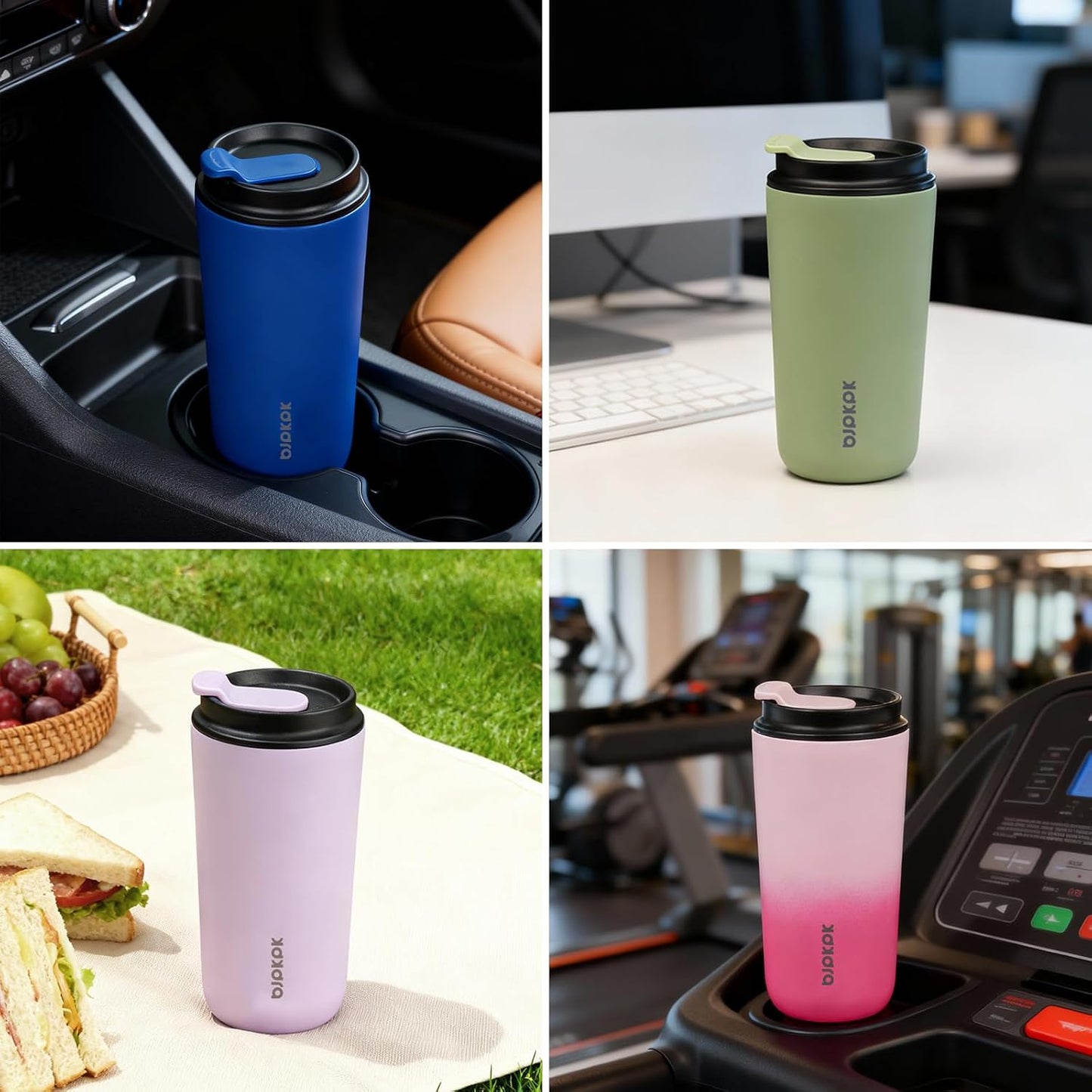 BJPKPK 16oz Insulated Tumbler with Lid,Travel Coffee Mug Stainless Steel,Leakproof Reusable Thermal Cup for Cold and Hot Drinks,Peach