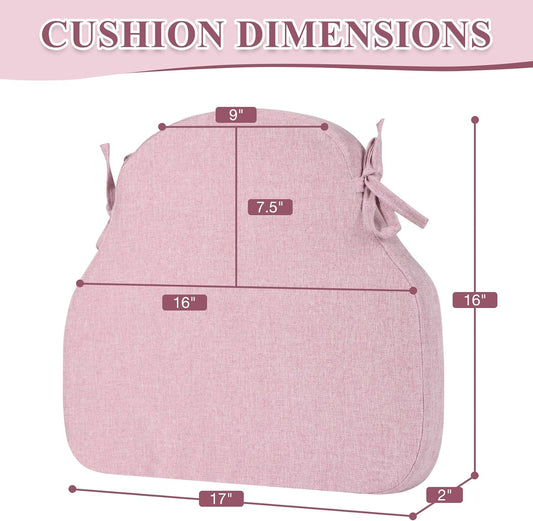 4 Pack Dusty Pink Winsor Chair Cushions with Ties, Dining Kitchen Chair Seat Pads Non Slip Removable Washable Cover 17"x16"