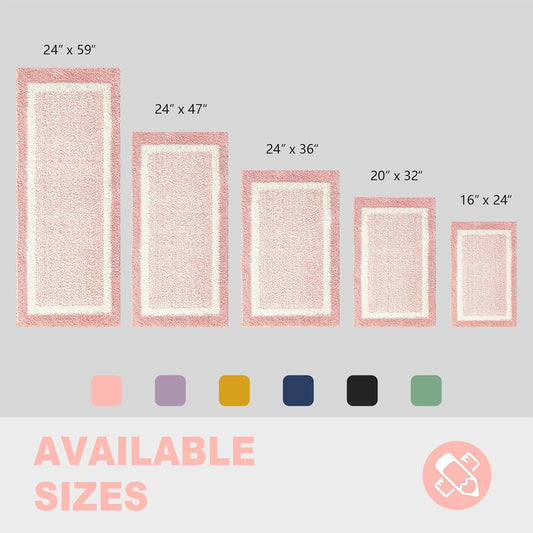 CozeCube Bath mats for Bathroom Non Slip, Fluffy Absorbent Microfiber Bath mat Washable, Aesthetic Bathroom Rugs, Small Blossom Pink Bath mat, Blossom Pink, 24" x 16"