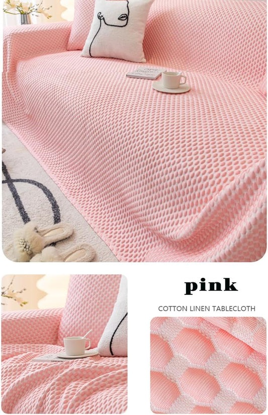 Sofa Towel Versatile Blanket Large Throws Woven Throw Upholstery Blankets Sofas Suitable for Sofa Bed Cover and Sofa Chair Protects Against Pet Hair and Stains 70''*70'' Pink