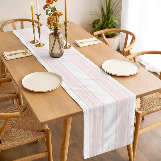 Table Runner Light Pink Stripe Table Runners Dresser Scarves Minimalist Farmhouse Modern Vertical Line Kitchen Dining Table Decoration for HolidayHome Decor Party 13x36 Inch