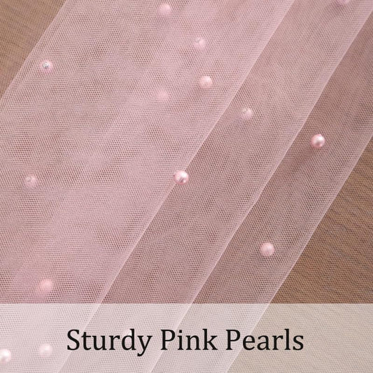 Pink Lace Tablecloth Pearl Table Cloth Summer Sheer Tulle Fabric Table Cover Bridal Shower Veil Tablecloths Chiffon Table Covers for Wedding Birthday Party Arch(55 x 86 Inch)