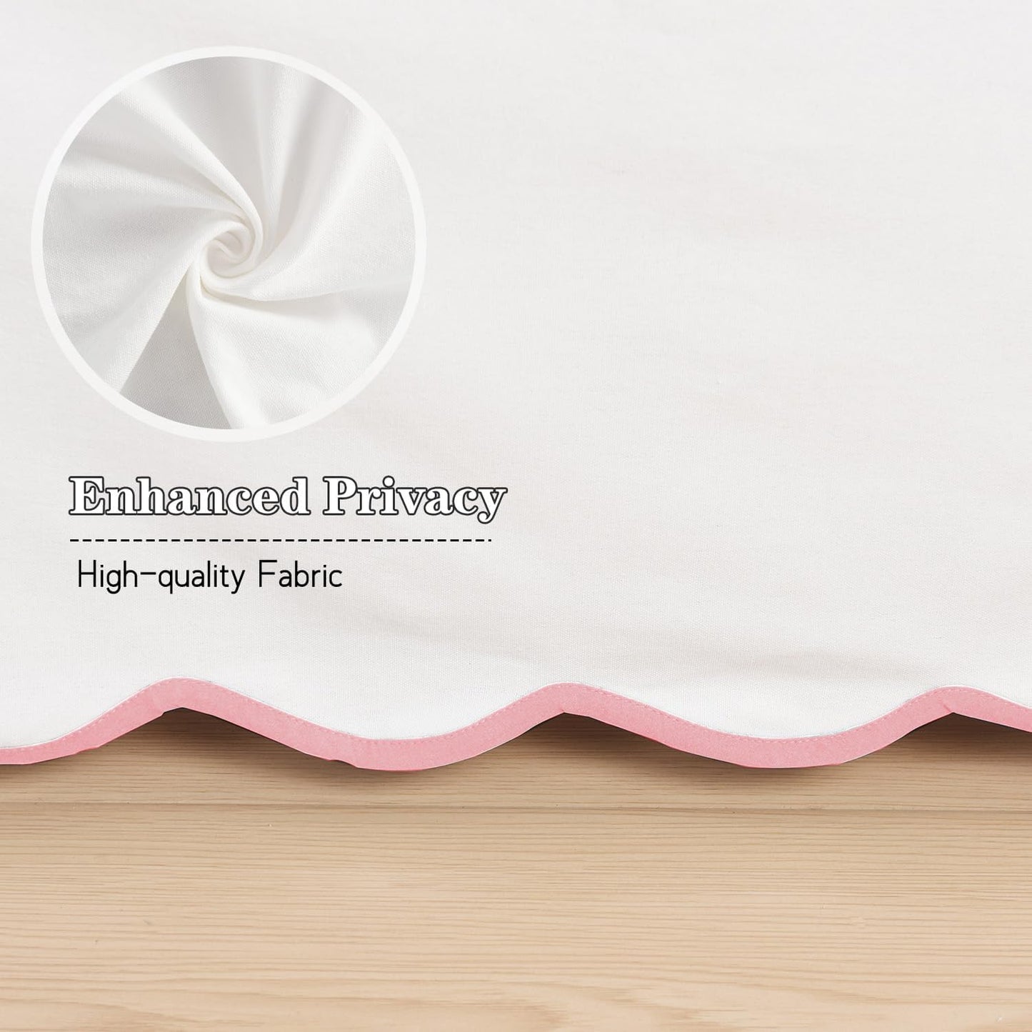HIG Off-White Chic Queen Bed Skirt - Easy Fit Scallop Edge Pleated Bedskirts, 14 Inch Drop Anti-Slip Dust Ruffle, Thick Fabric for Enhanced Privacy, Pre-Washed for Long-Lasting Use(N60022)