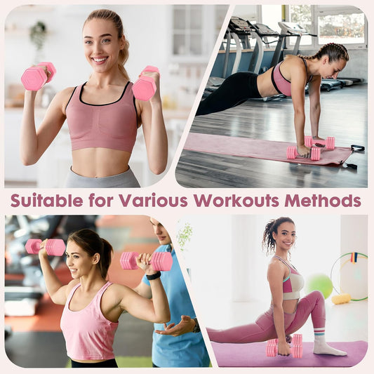 EQUIPRO Adjustable Dumbbell Set, 4 in 1 Free Weights Dumbbells Set for Women, Weights for Women at Home, 2lb 3lb 4lb 5lb with TPU Soft Rubber Handle for Home Gym Exercise Training