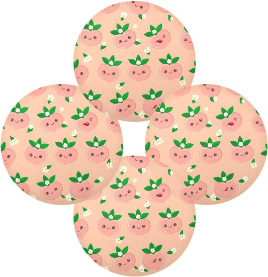 Round Placemats Set of 4 Cute Peach Washable Non-Slip Heat Resistant Place Mats, 15.4” Dining Table Place Mats for Kitchen Holiday Party Decoration