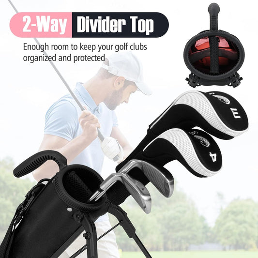 Goplus Lightweight Golf Stand Bag, Sunday Bag for The Driving Range, Par 3 and Executive Courses, Pitch n Putt Golf Club Carry Bag w/Shoulder Strap, Pocket, Bottle Holder for Men Women