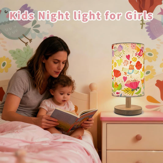 Flower Night Light for Girls - 3-Way Dimmable Boho Pink Floral Lamp for Nursery, Toddler Room, or Big Girl Bedroom, Whimsical Bedtime Reading Light, Gifts for Girls
