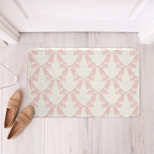 jejeloiu Watercolor Bow Bath Mats for Bathroom Coquette Bows Bathroom Rugs Cute Bowknot Bath Rugs for Shower Tub for Women Men Peach Pink White Bathroom Accossories 20"x32"